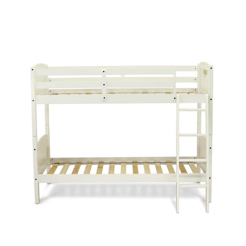 Clorid Albury Twin White Wood Bunk Bed – No Box Spring Required Space-Saving Kids Furniture