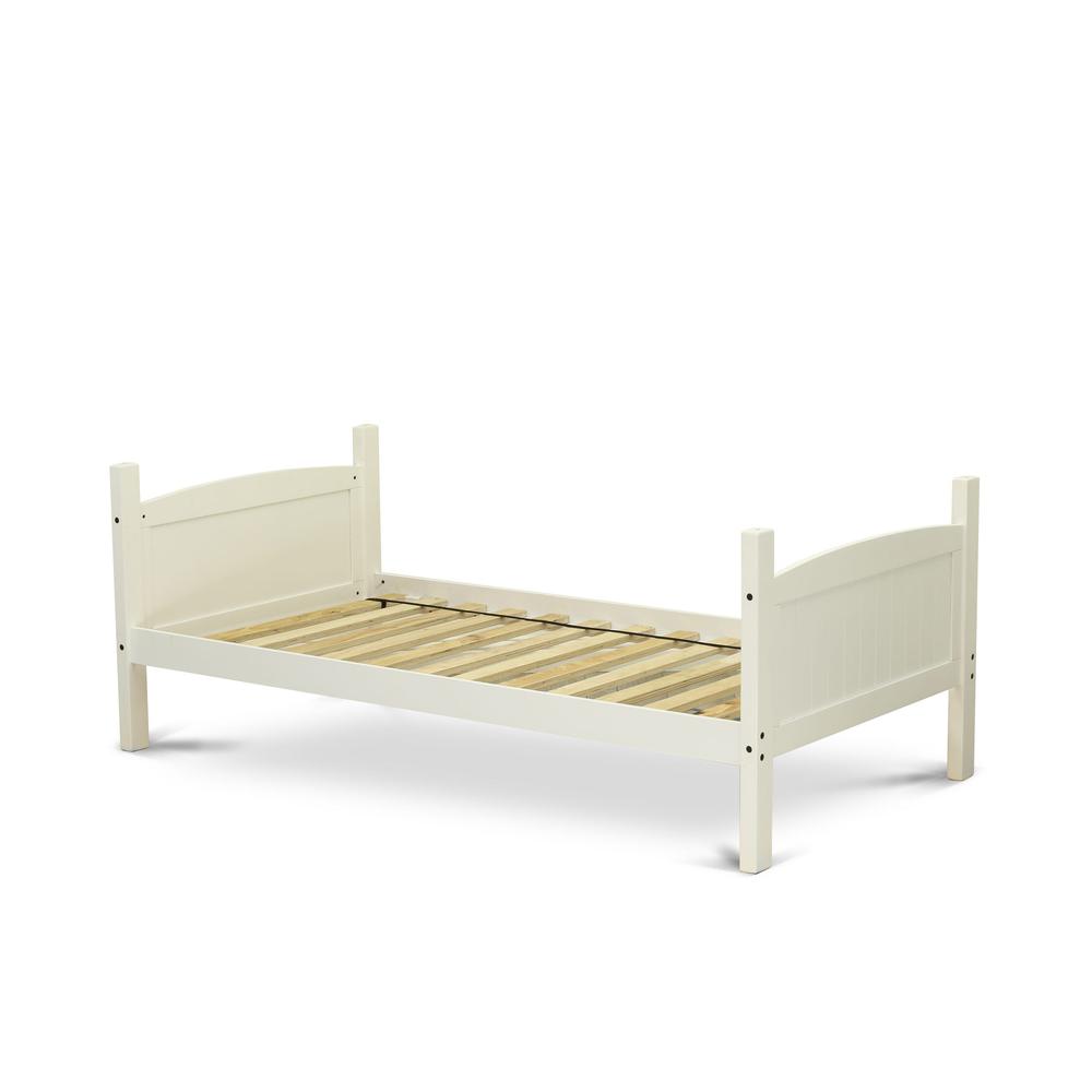 Clorid Albury Twin White Wood Bunk Bed – No Box Spring Required Space-Saving Kids Furniture