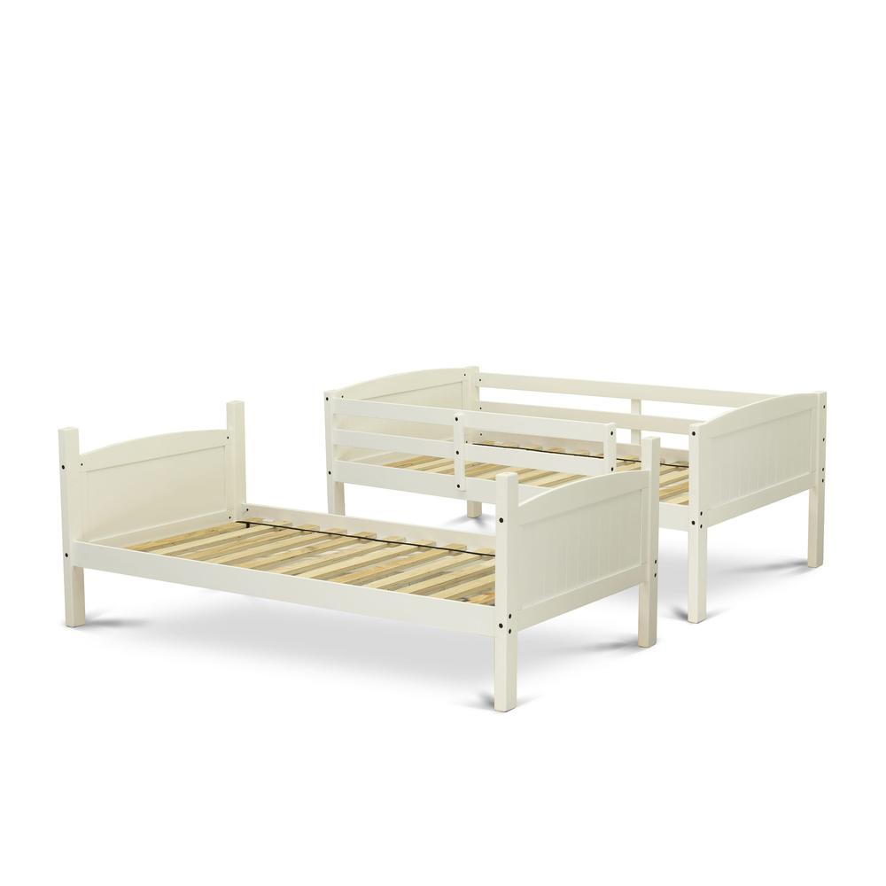 Clorid Albury Twin White Wood Bunk Bed No Box Spring Required Space-Saving Kids Furniture