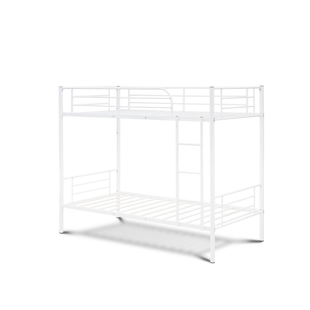 Wanda Danbury Twin Bunk Bed White Powder Coated Metal Sleek