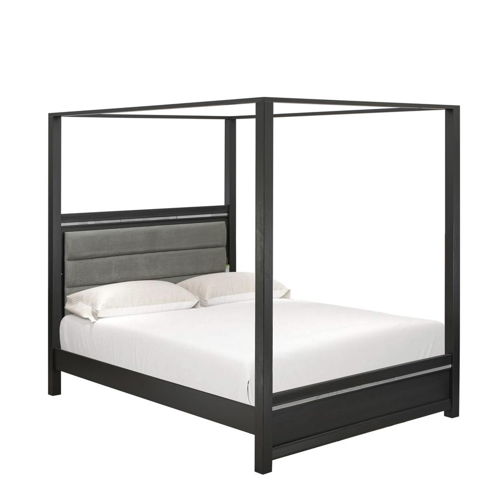 Zamira Denali Queen Brushed Gray Wood Bed Frame – Modern Low-Profile Platform Design