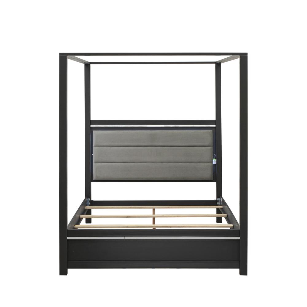 Zamira Denali Queen Brushed Gray Wood Bed Frame – Modern Low-Profile Platform Design