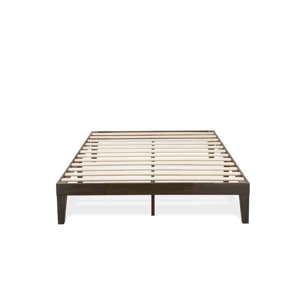 Harena Walden Full Walnut Solid Wood Platform Bed Minimalist Frame with Extra Center Support