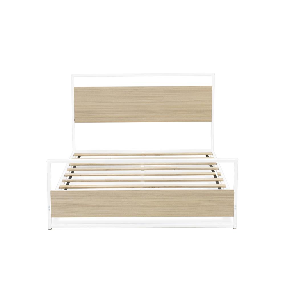 Calida Erie Full Size Platform Bed White Metal Frame & Wood Laminate, Sleek Contemporary Design