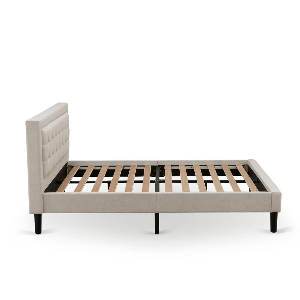 Redmond Aspen Queen Size Upholstered Bed Mist Beige Linen & Tufted Headboard