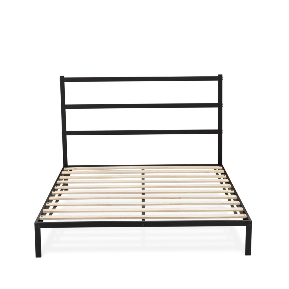 Glover Fulton Queen Black Metal Platform Bed Minimalist Design with 5 Sturdy Legs