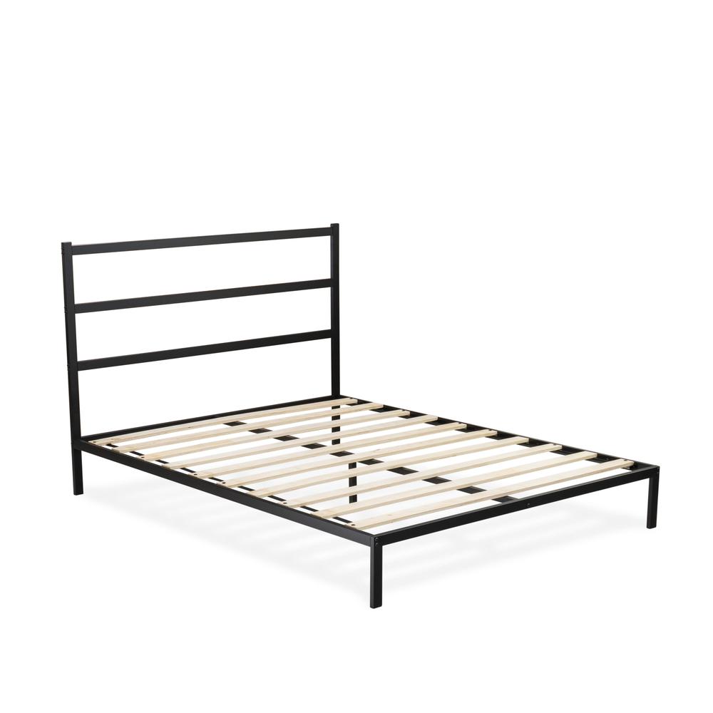 Glover Fulton Queen Black Metal Platform Bed Minimalist Design with 5 Sturdy Legs