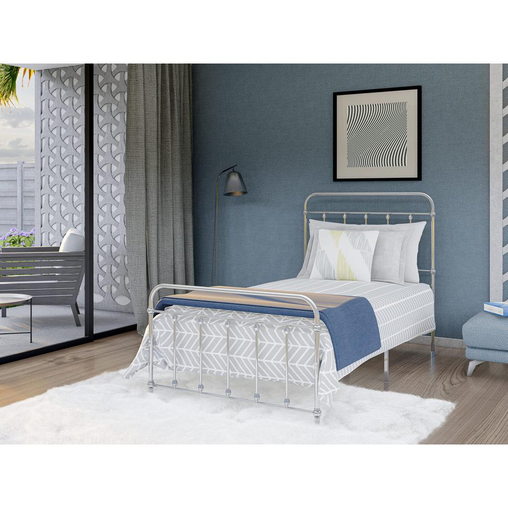 Asus Garland Twin Silver Metal Bed Frame Powder-Coated with 6 Legs