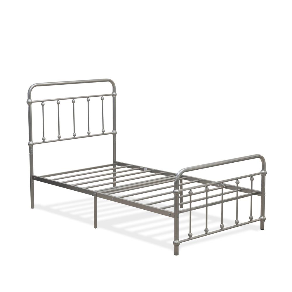 Asus Garland Twin Silver Metal Bed Frame Powder-Coated with 6 Legs