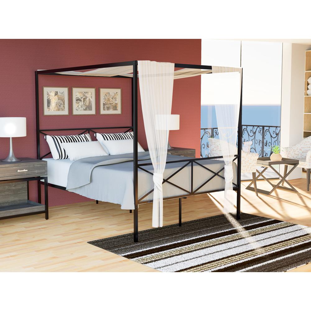 Canopy Glendale Queen Black Metal Canopy Bed Modern Headboard & Footboard