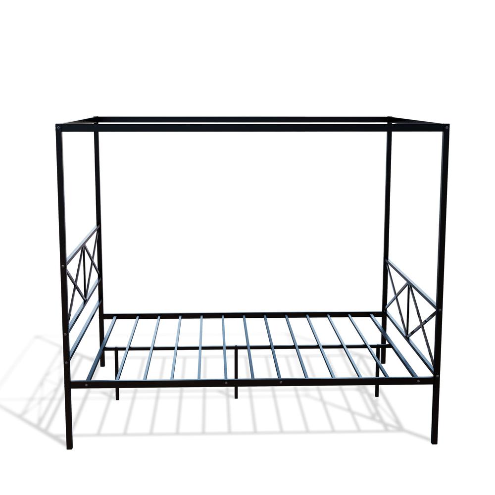 Canopy Glendale Queen Black Metal Canopy Bed Modern Headboard & Footboard