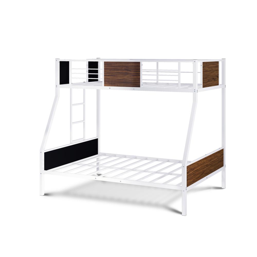 Mallory Jackson Full-Twin White Metal Bunk Bed Modern Space-Saving Design with Powder Coating Finish