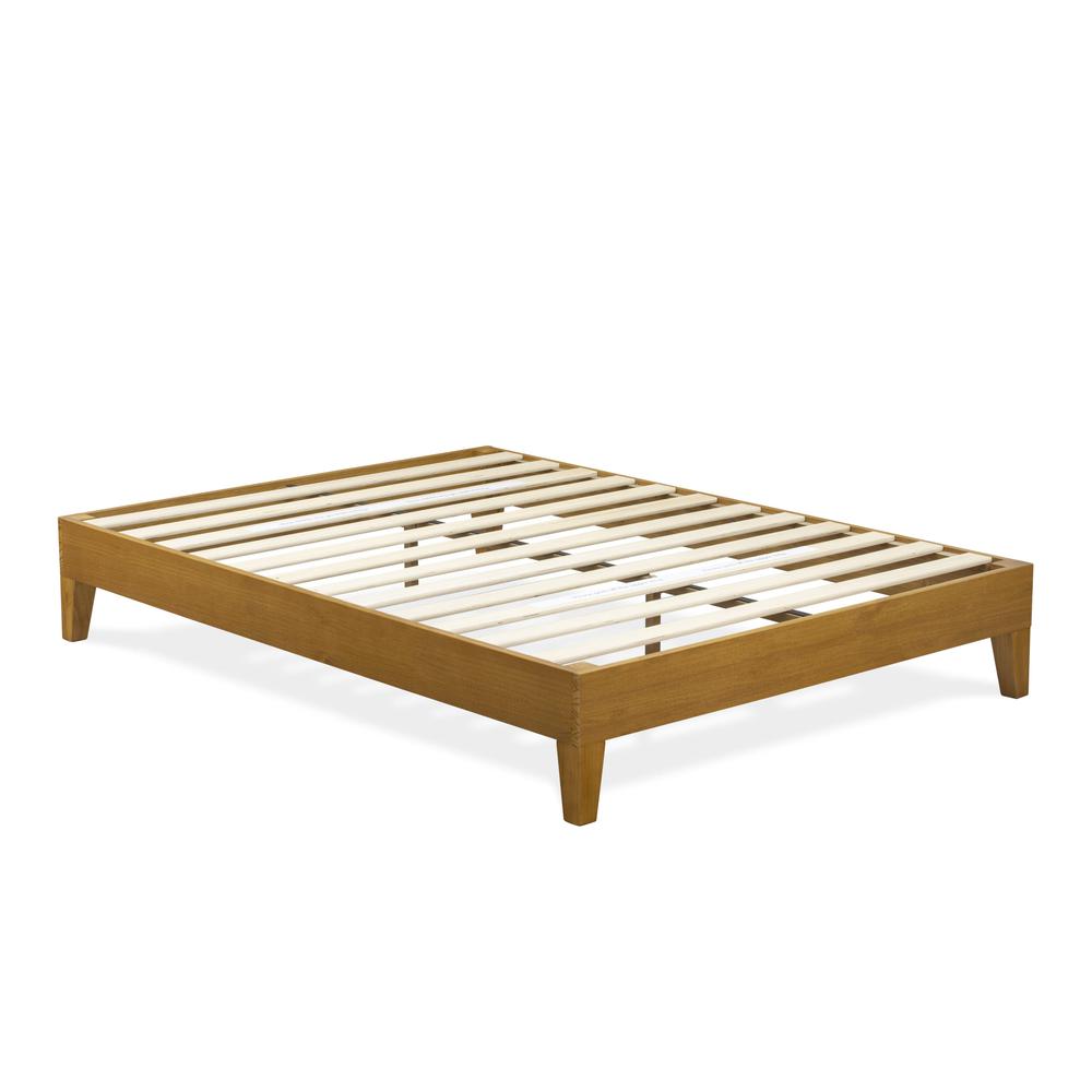 Roxi East West Furniture Full Size Oak Solid Wood Platform Bed Frame 6-Leg Support System with Slats