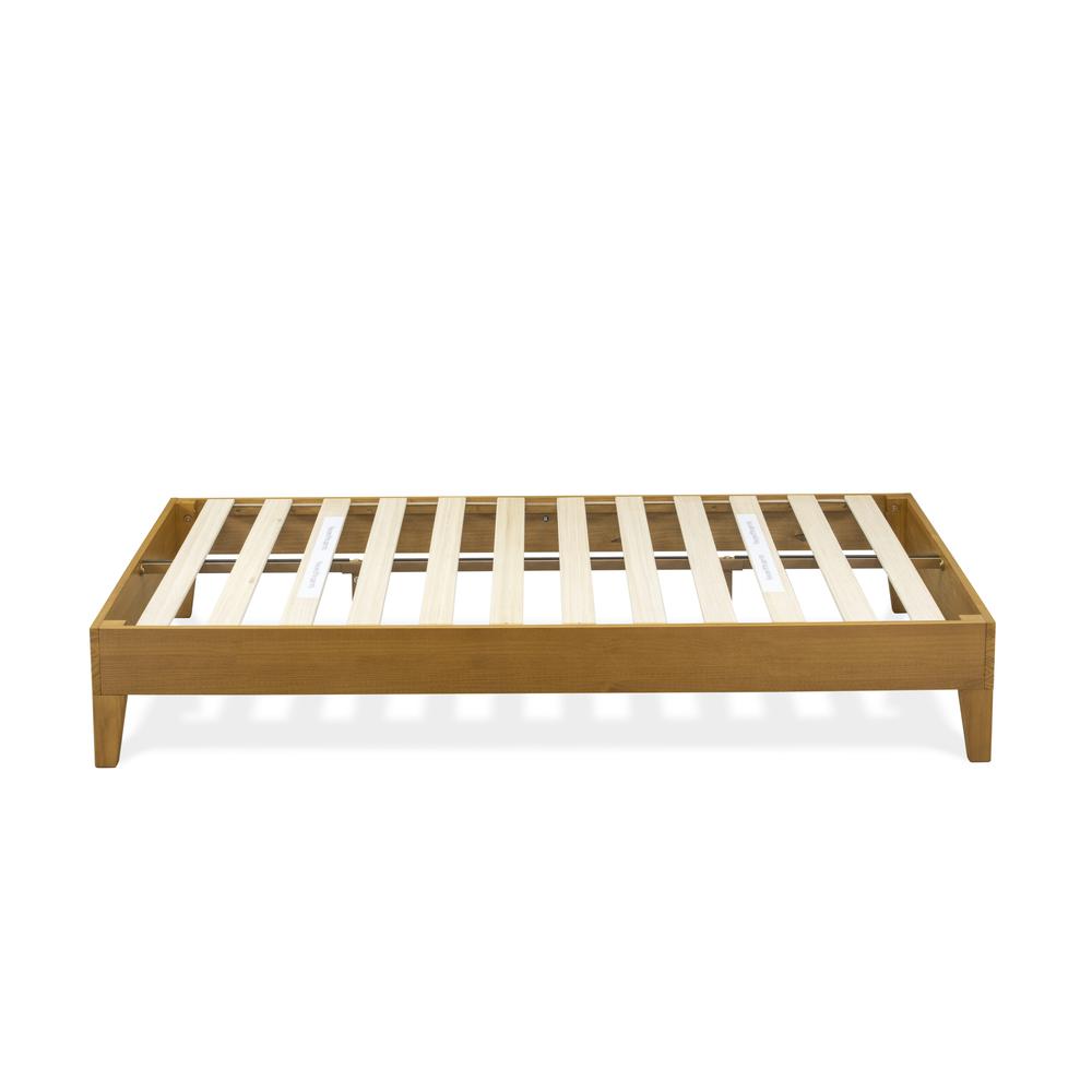 Roxi East West Furniture Full Size Oak Solid Wood Platform Bed Frame 6-Leg Support System with Slats