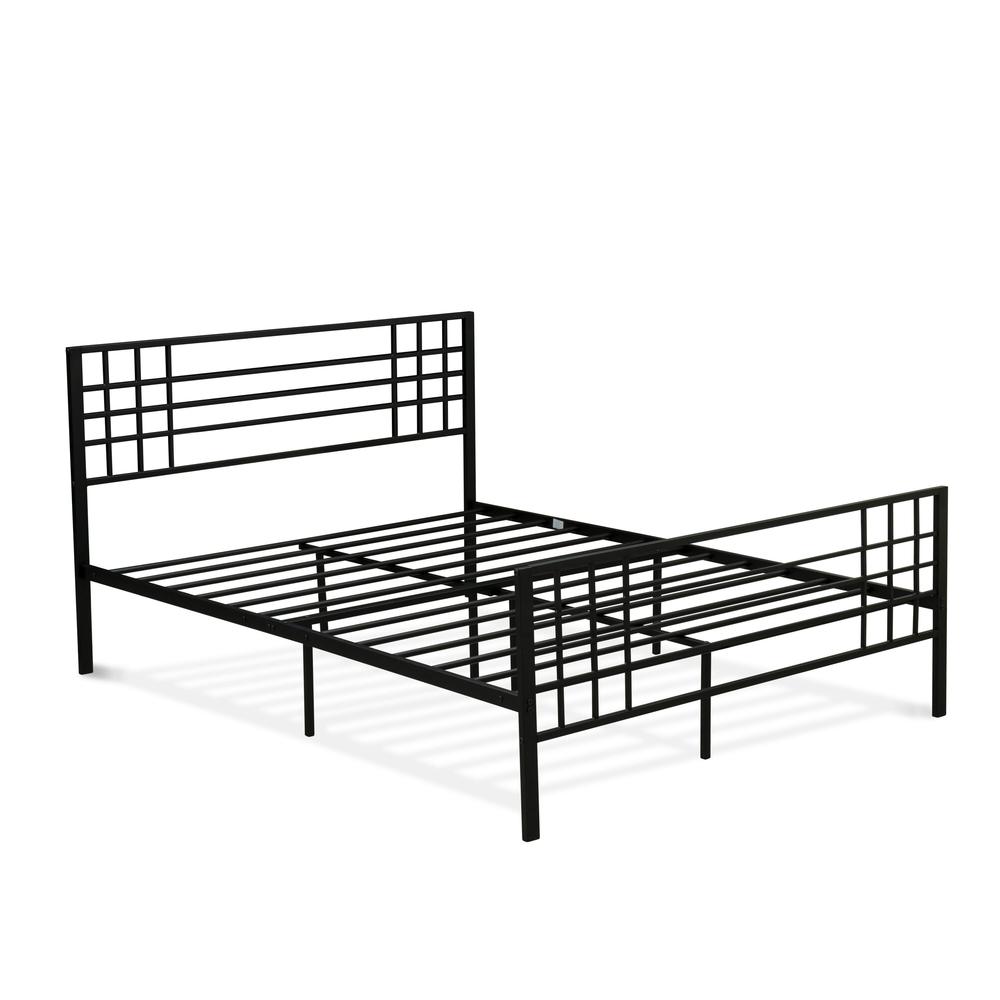 Quinten Tyler Collection Queen Black Powder Coated Platform Bed Metal Frame with Storage Space