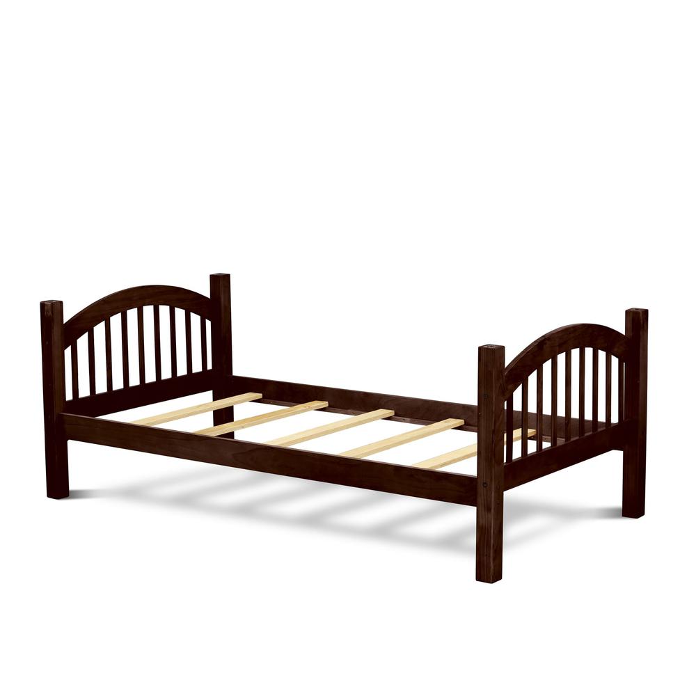 Weslen Verona Twin over Twin Java Wood Bunk Bed Kids Safety Bunk with Built-in Ladder & Slats