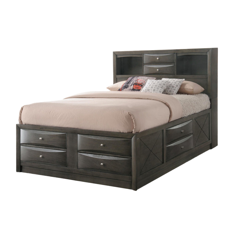 Ireland Eastern King Bed w/Storage, Gray Oak