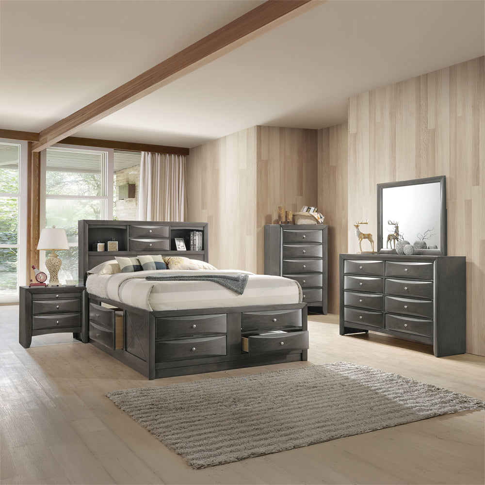 Ireland Eastern King Bed w/Storage, Gray Oak