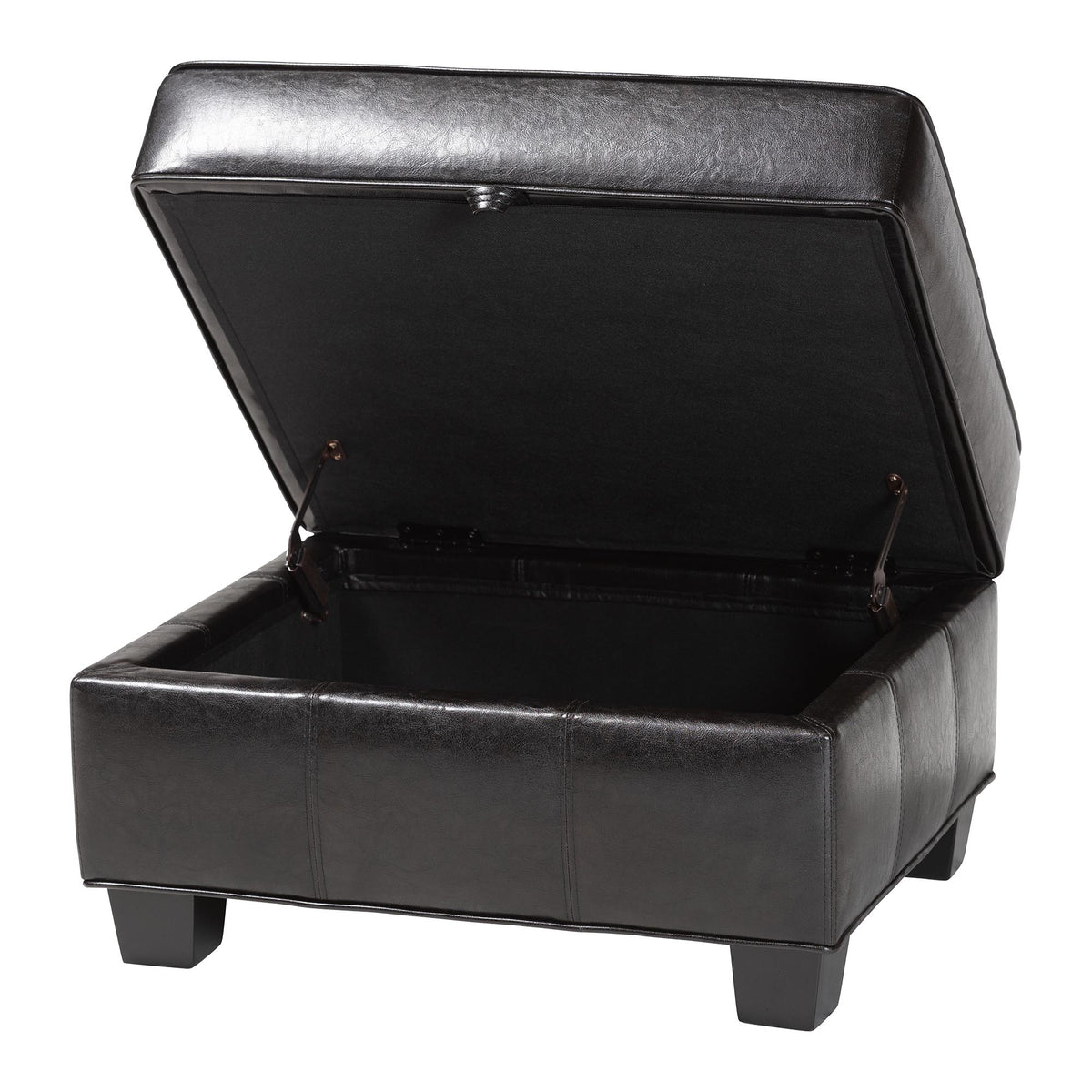 Brown Leather Storage Ottoman