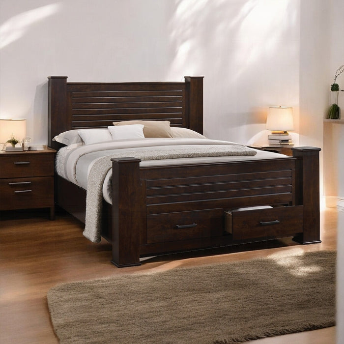Conjure Panang King Size Mahogany Wood Bed – Built-In Drawer Storage