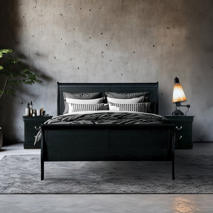 Anmol Louis Philippe Full Size Wooden Teen Platform Bed - Classic Traditional Design for Teenagers