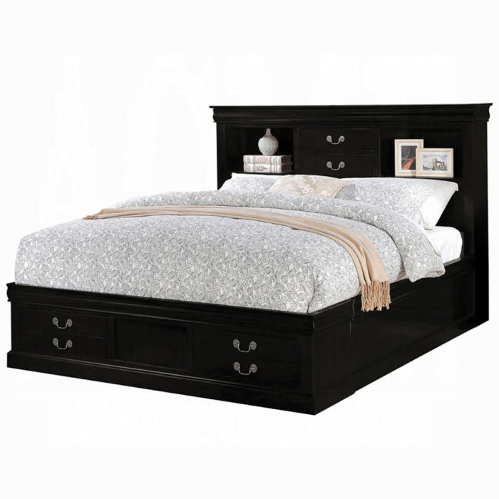 Tofik Louis Philippe III Eastern King Cherry Wood Bed – Storage Sleigh Design