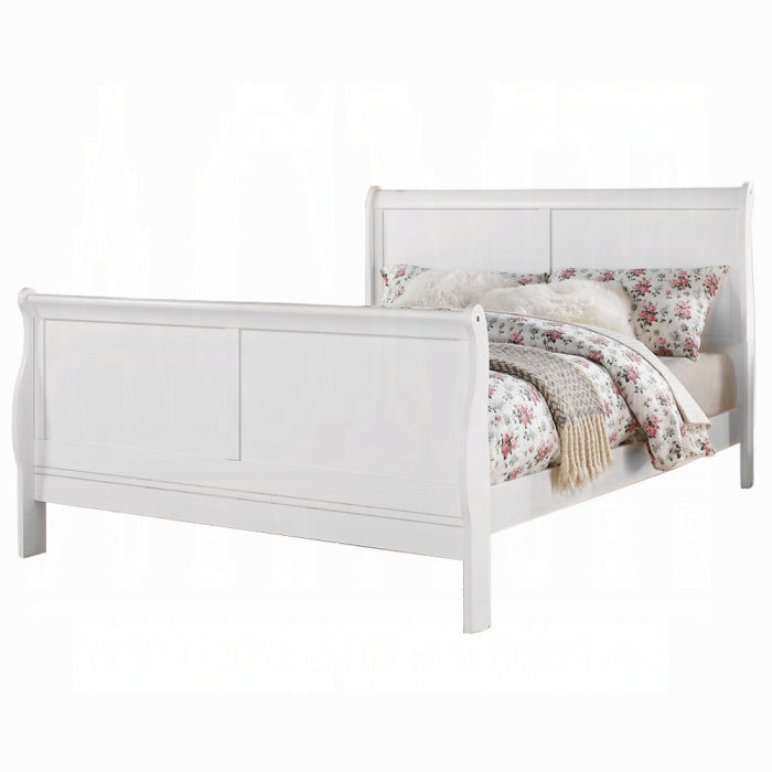 Mia Louis Philippe III Queen Cherry Wood Bed – Traditional Sleigh Style with Curved Headboard