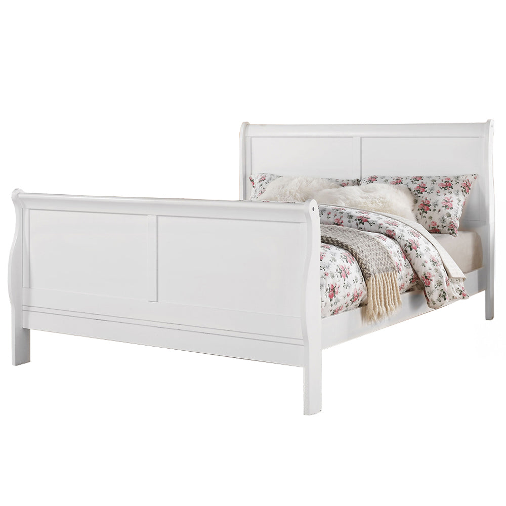 Mia Louis Philippe III Queen Cherry Wood Bed – Traditional Sleigh Style with Curved Headboard