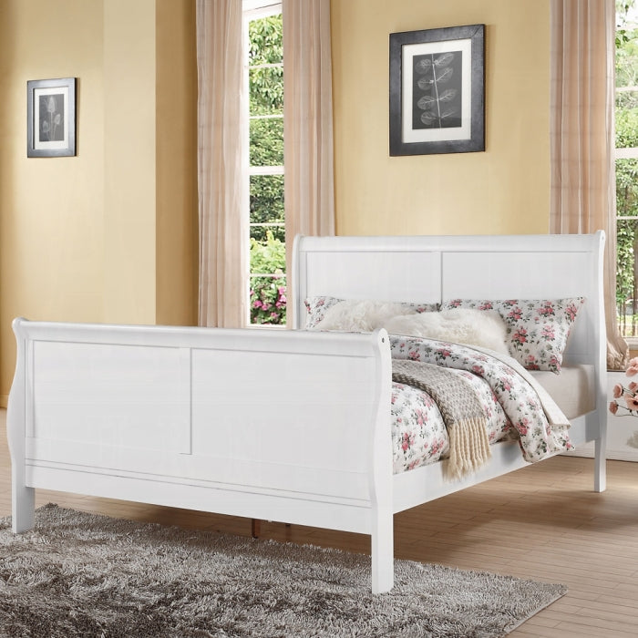 Mia Louis Philippe III Queen Cherry Wood Bed – Traditional Sleigh Style with Curved Headboard