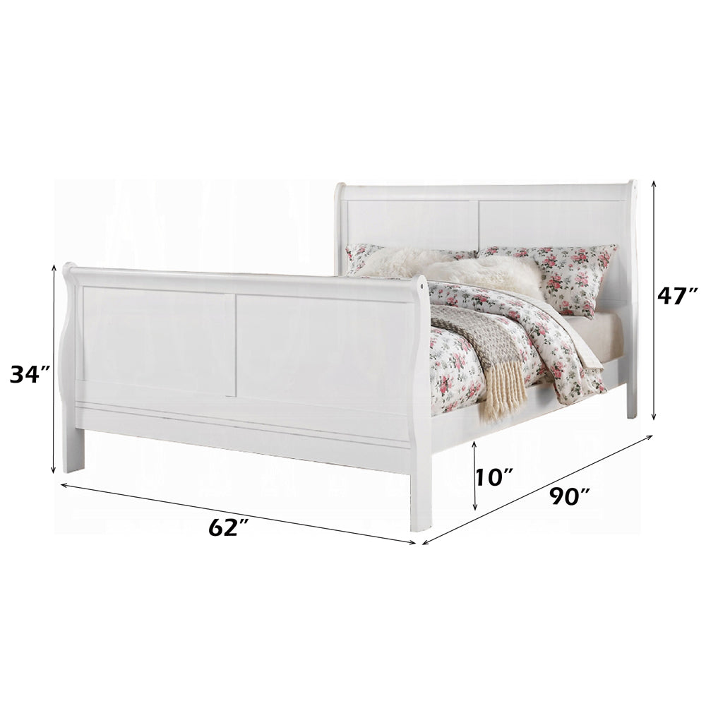 Mia Louis Philippe III Queen Cherry Wood Bed – Traditional Sleigh Style with Curved Headboard