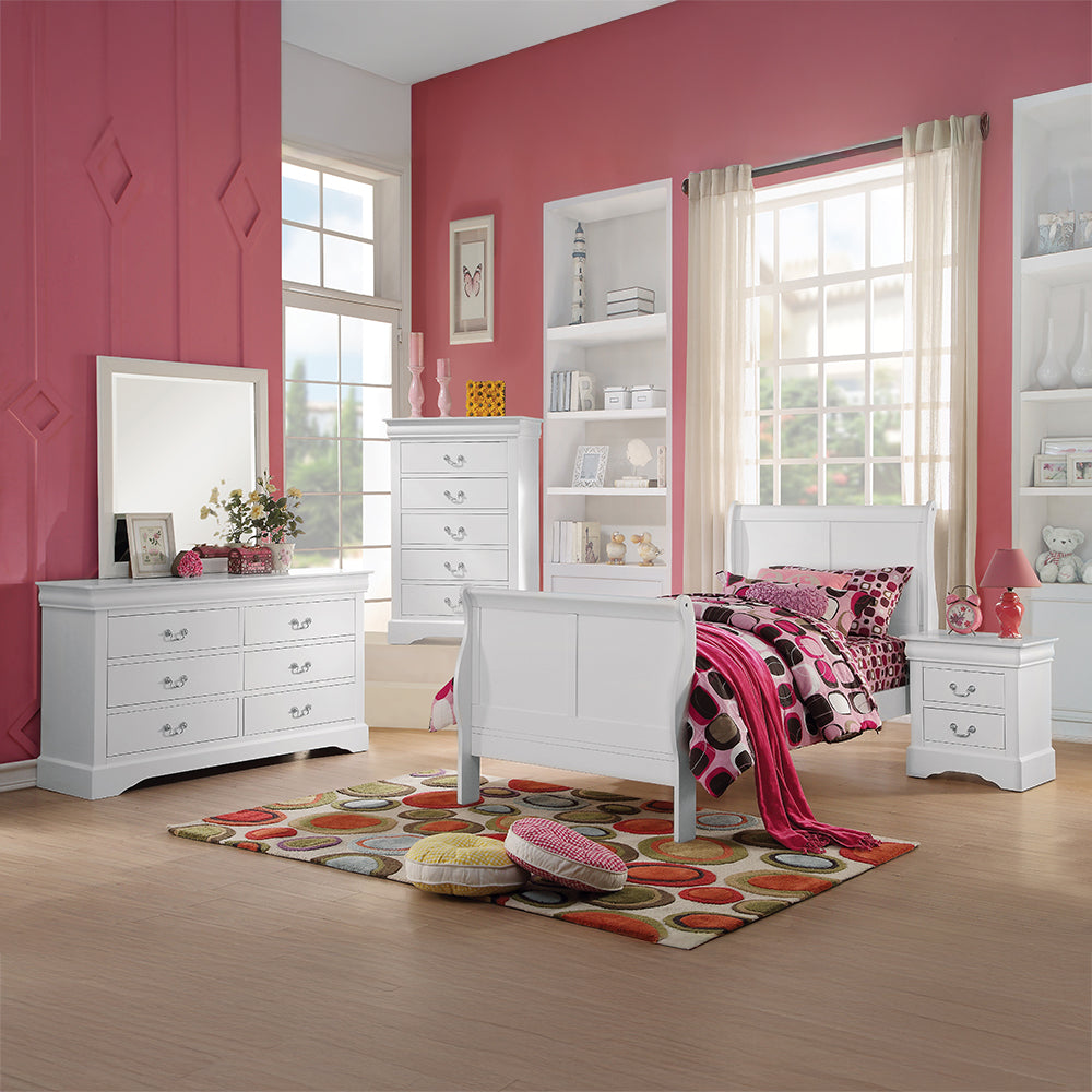 Stuait Louis Philippe III Twin Sleigh Bed in Espresso Finish – Classic Curved Style