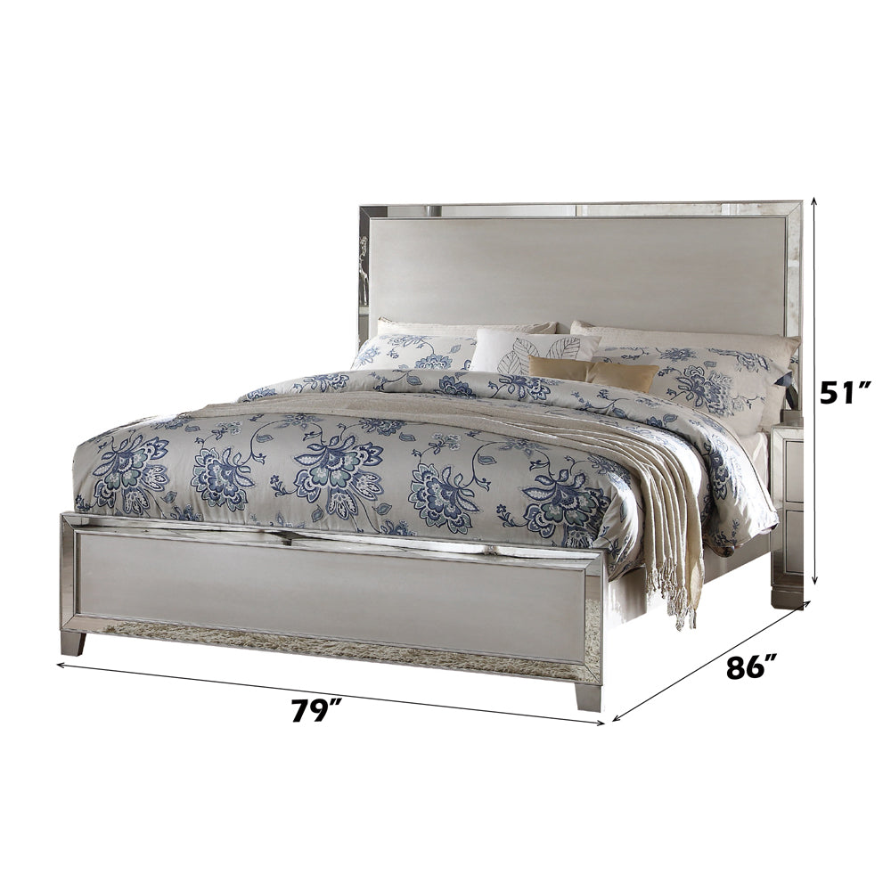 Verma Voeville II Eastern King Platinum Faux Leather Bed – Style Tufted Headboard