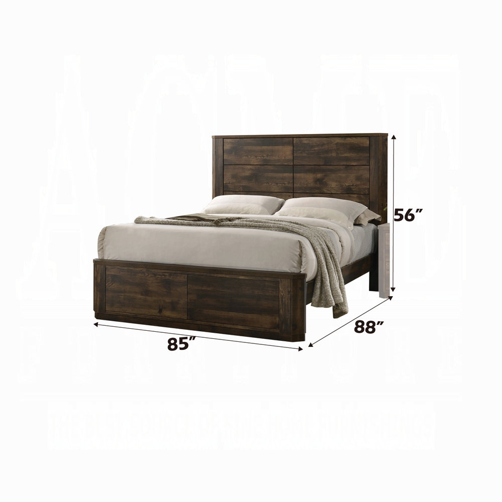 Rustic Elettra Collection Eastern King Wooden Bed – Classic Panel Headboard & Footboard