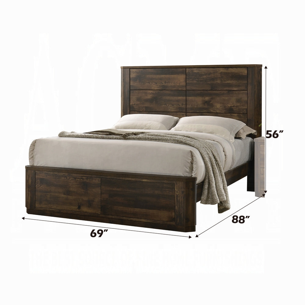 Luce Elettra Collection Queen Wooden Bed – Walnut Finish Platform Design