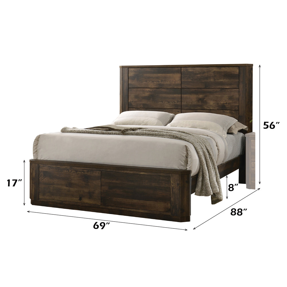 Luce Elettra Collection Queen Wooden Bed – Walnut Finish Platform Design