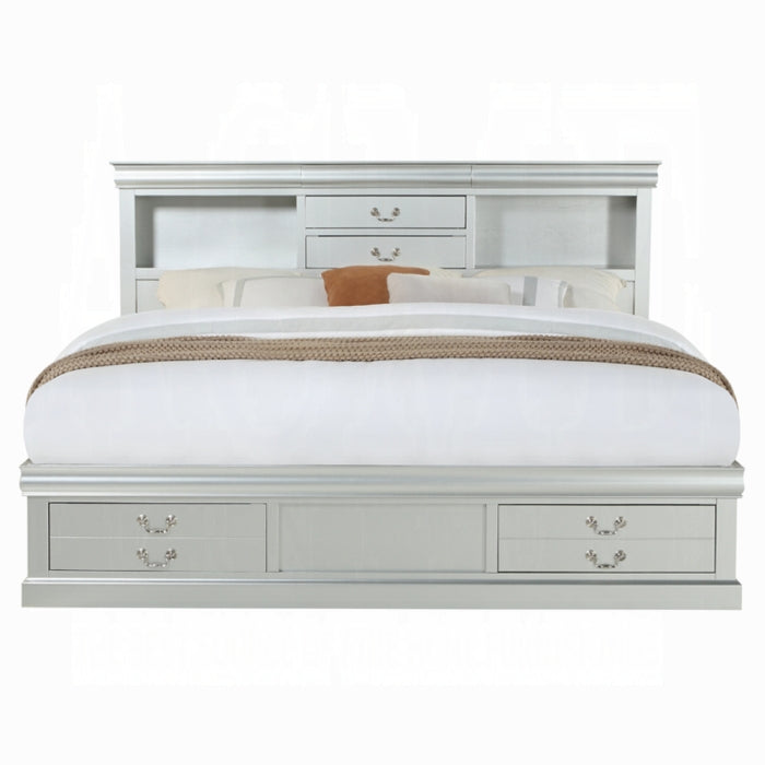 Anmol Louis Philippe III Queen Cherry Wood Bed – Traditional Sleigh Design with Storage Drawers