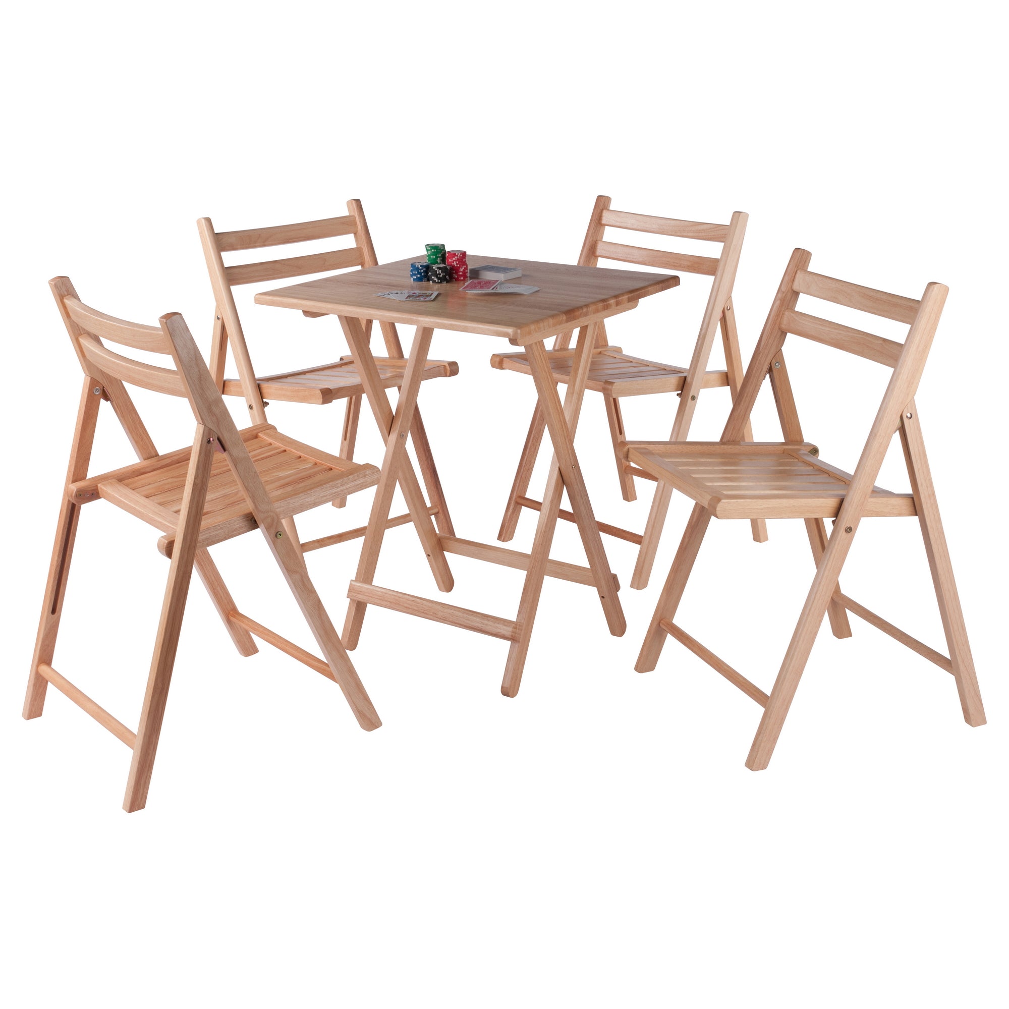 Delaney 5-PC Set, Folding Table and Chairs, Natural