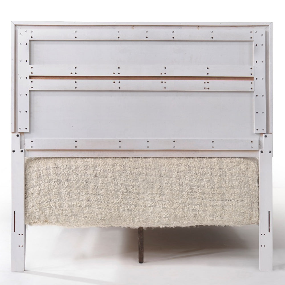Savoy Naima Collection Twin White Bed – Contemporary Wood Frame with Chrome Trim