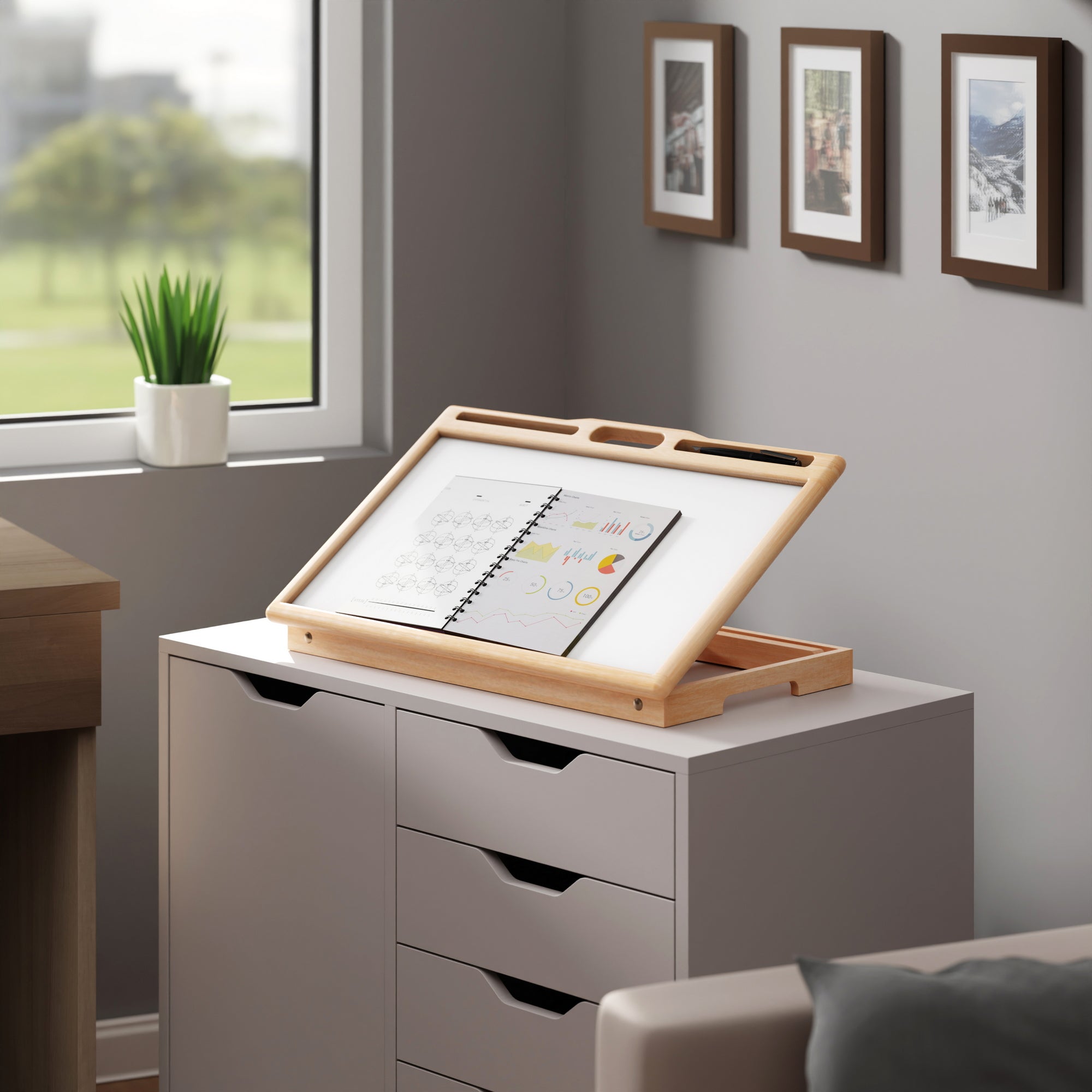 Arlo Breakfast Tray with Flip Top, Natural and White