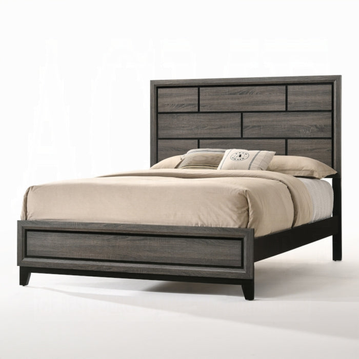 Mara Valdemar Eastern King Weathered Gray Wood Storage Bed – Space-Saving Contemporary Bed with Industrial Style