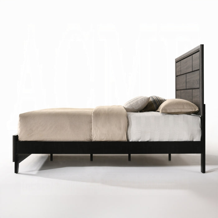 Mara Valdemar Eastern King Weathered Gray Wood Storage Bed – Space-Saving Contemporary Bed with Industrial Style