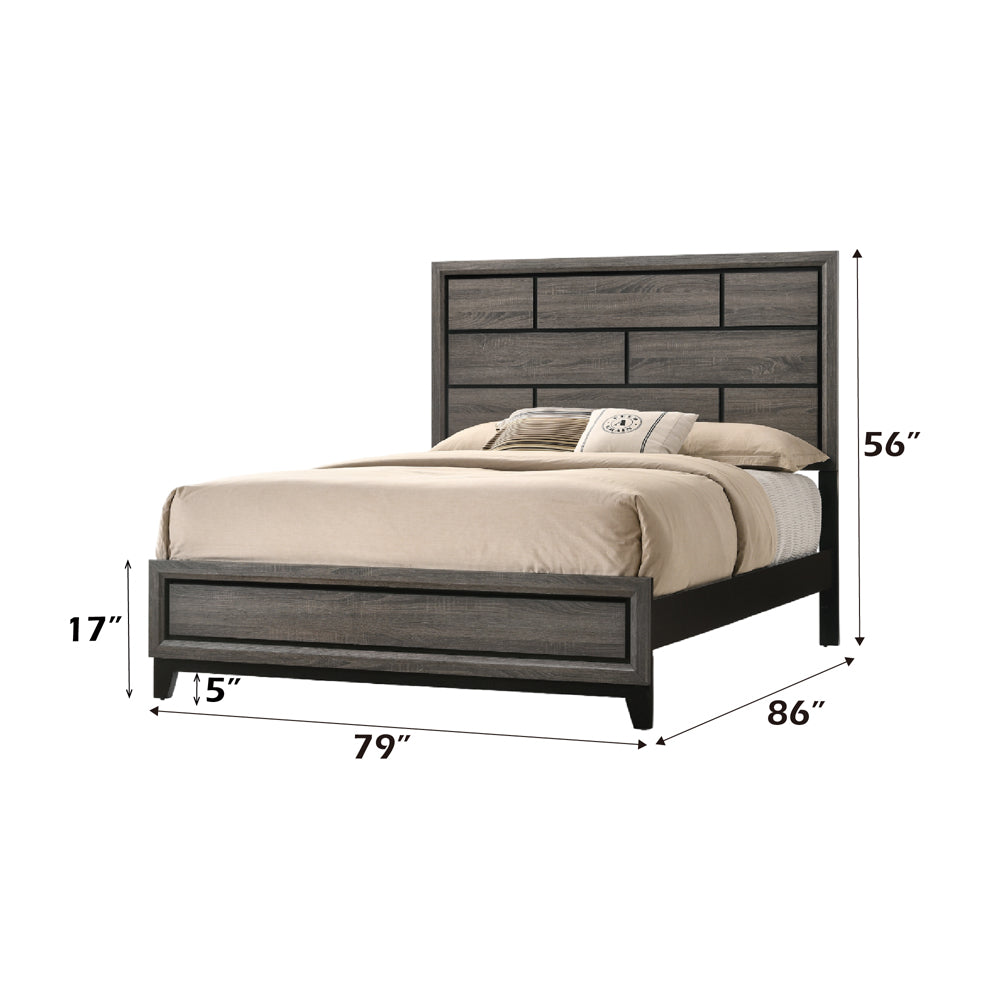 Mara Valdemar Eastern King Weathered Gray Wood Storage Bed – Space-Saving Contemporary Bed with Industrial Style