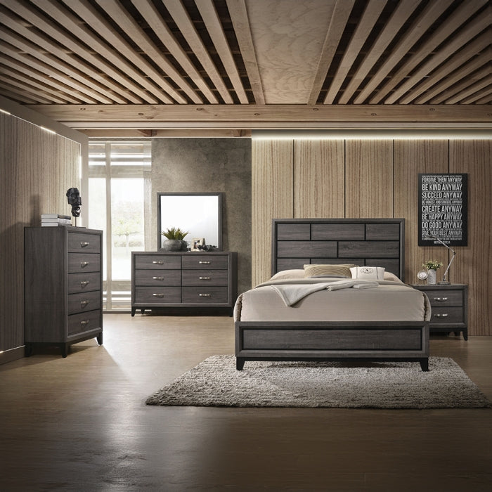 Mara Valdemar Eastern King Weathered Gray Wood Storage Bed – Space-Saving Contemporary Bed with Industrial Style