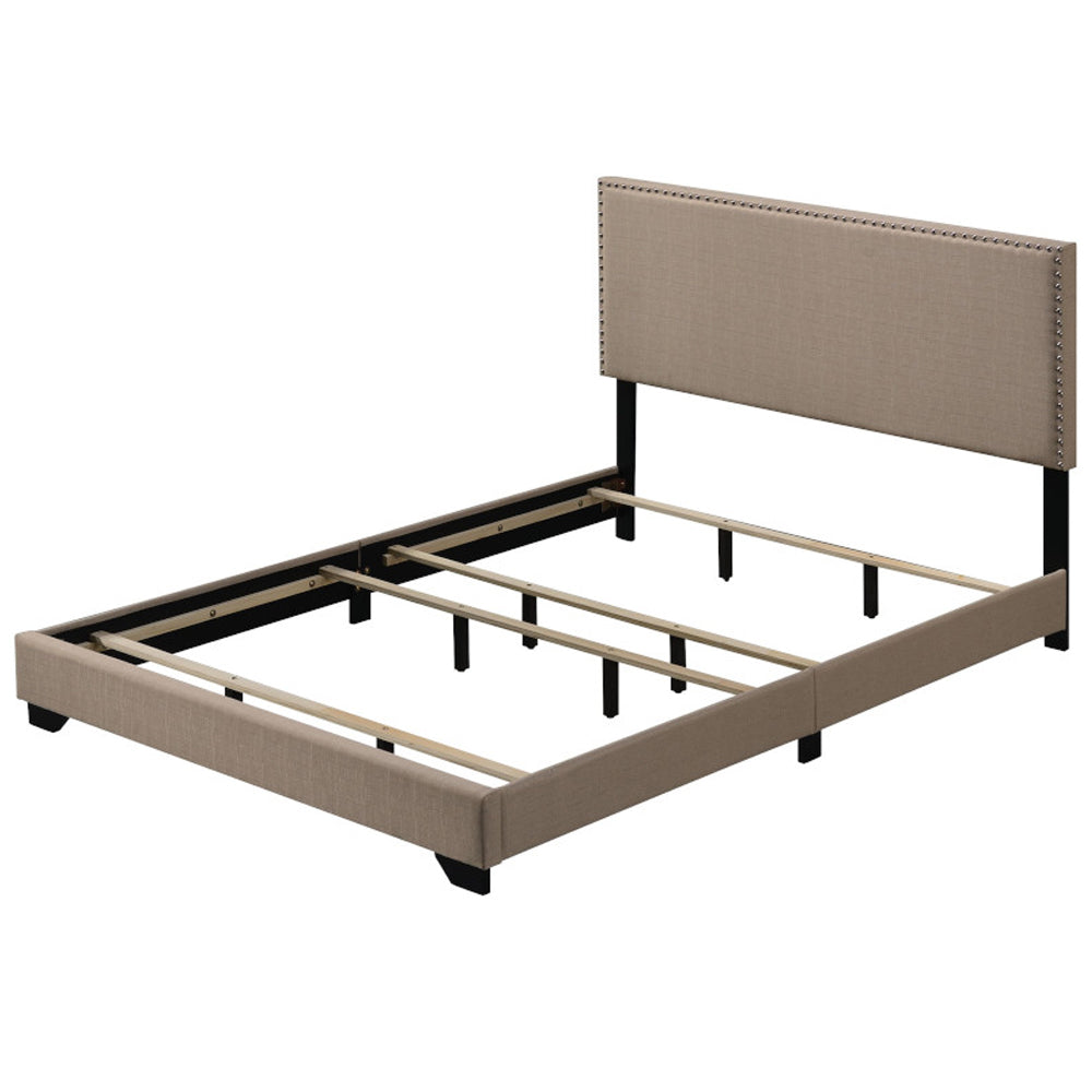 Poppy Leandros Queen Upholstered Bed in Champagne – Crystal Trim & LED Light Headboard