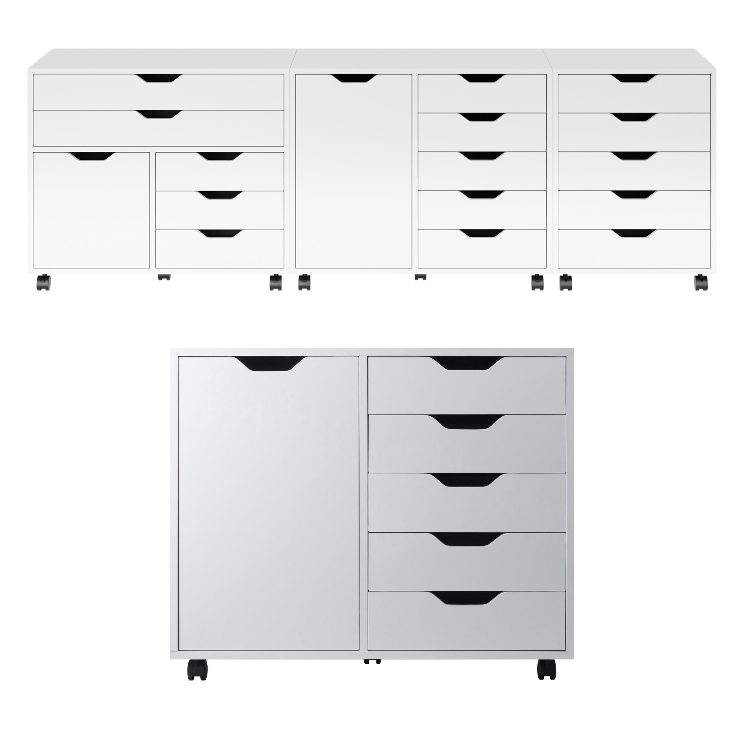 Halifax 5-Drawer, Side Storage Mobile Cabinet, White