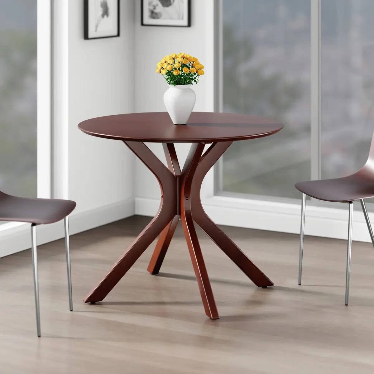 Lexa Dining Table with Splayed Legs, Walnut Finish