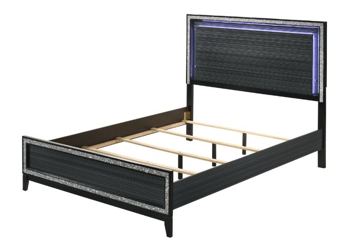 Dean Haiden Queen Wood LED Platform Bed – Classic Modern Design with Illuminated Headboard