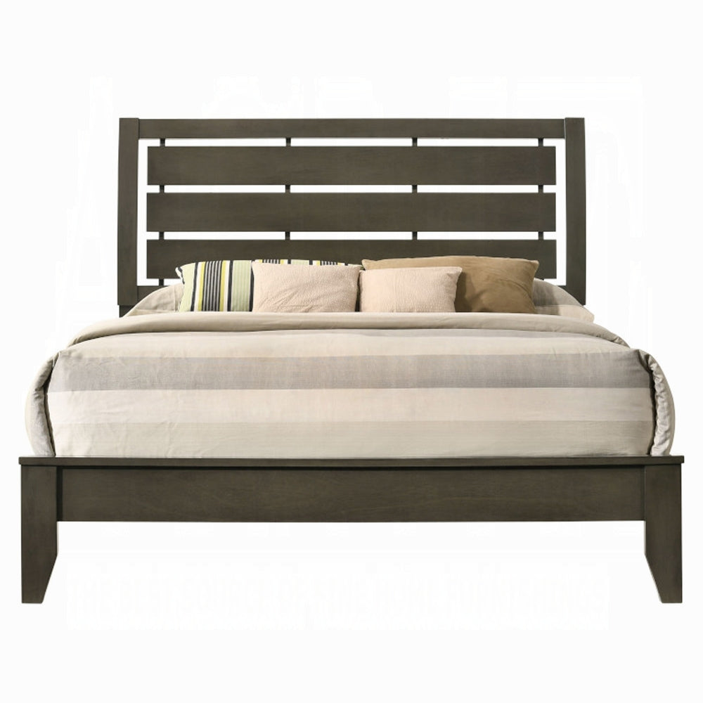 Mateo Ilana Collection Queen Bed Gray Finish – Curved Headboard Modern Style