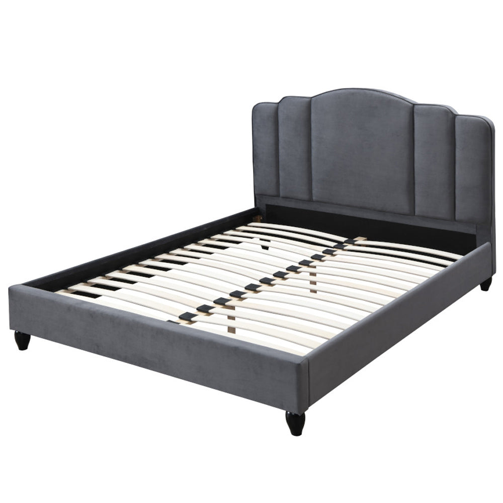 Core Giada Eastern King Charcoal Fabric Upholstered Bed Modern Contemporary Channel-Tufted Platform Frame