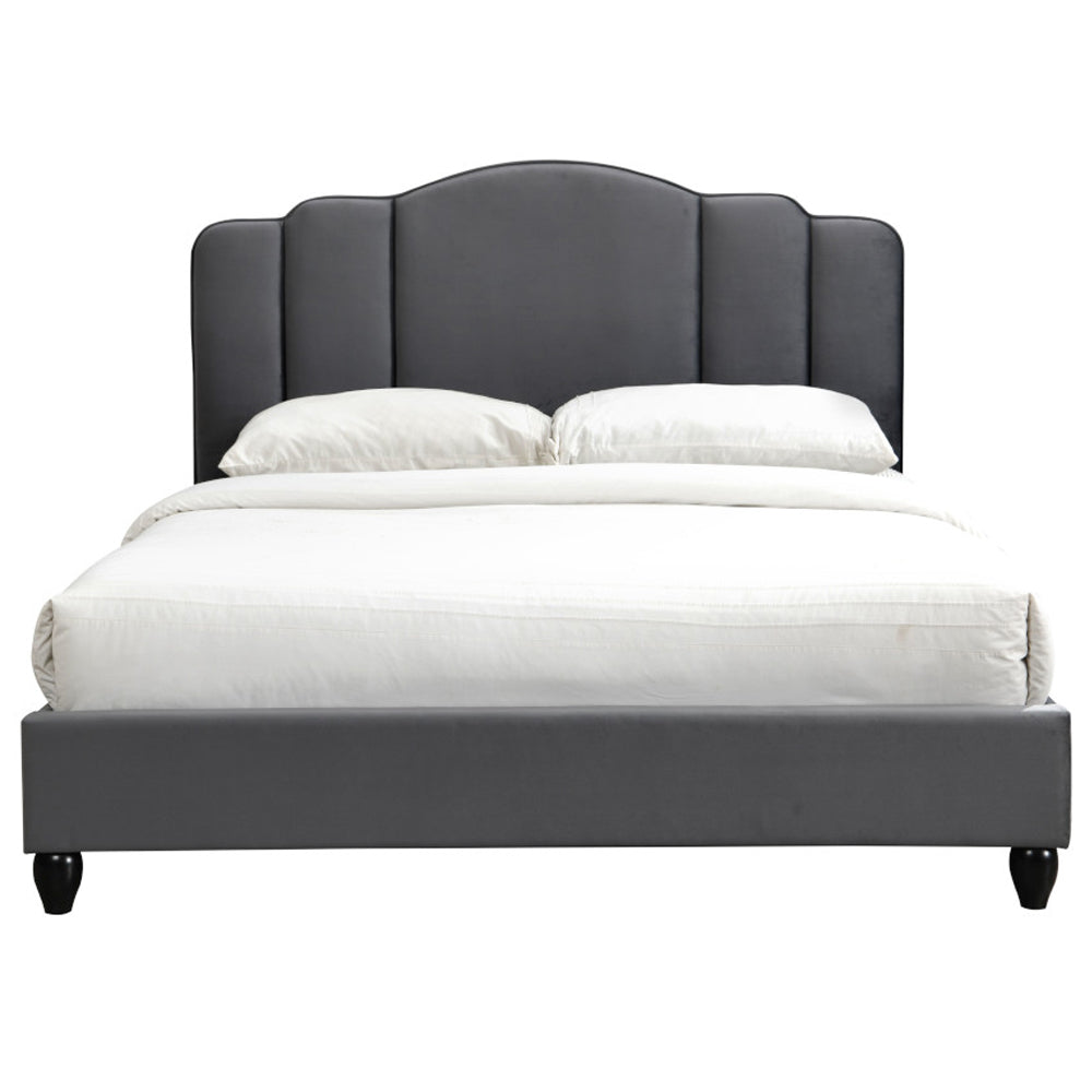 Core Giada Eastern King Charcoal Fabric Upholstered Bed Modern Contemporary Channel-Tufted Platform Frame